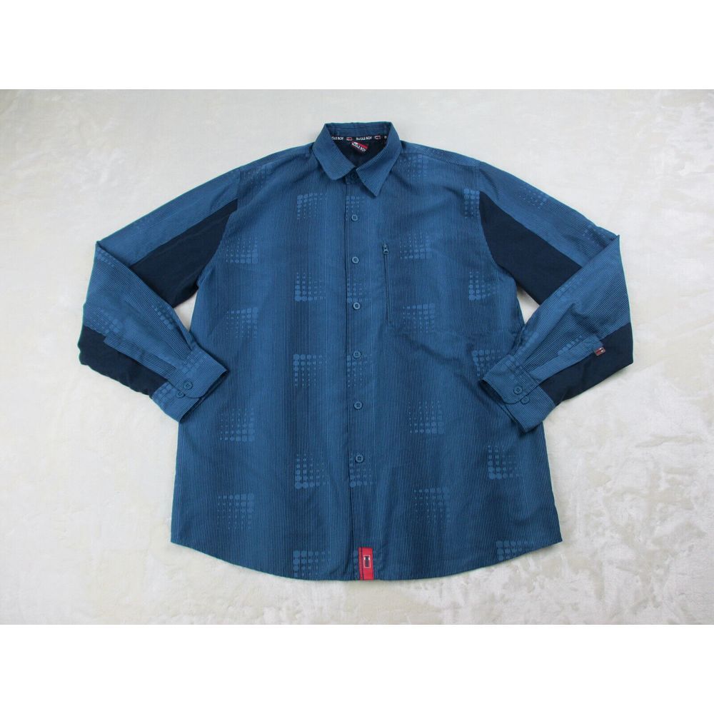 Bugle‎ Boy Shirt Mens Medium Blue Button Up Long Sleeve Vented Y2K Casual
